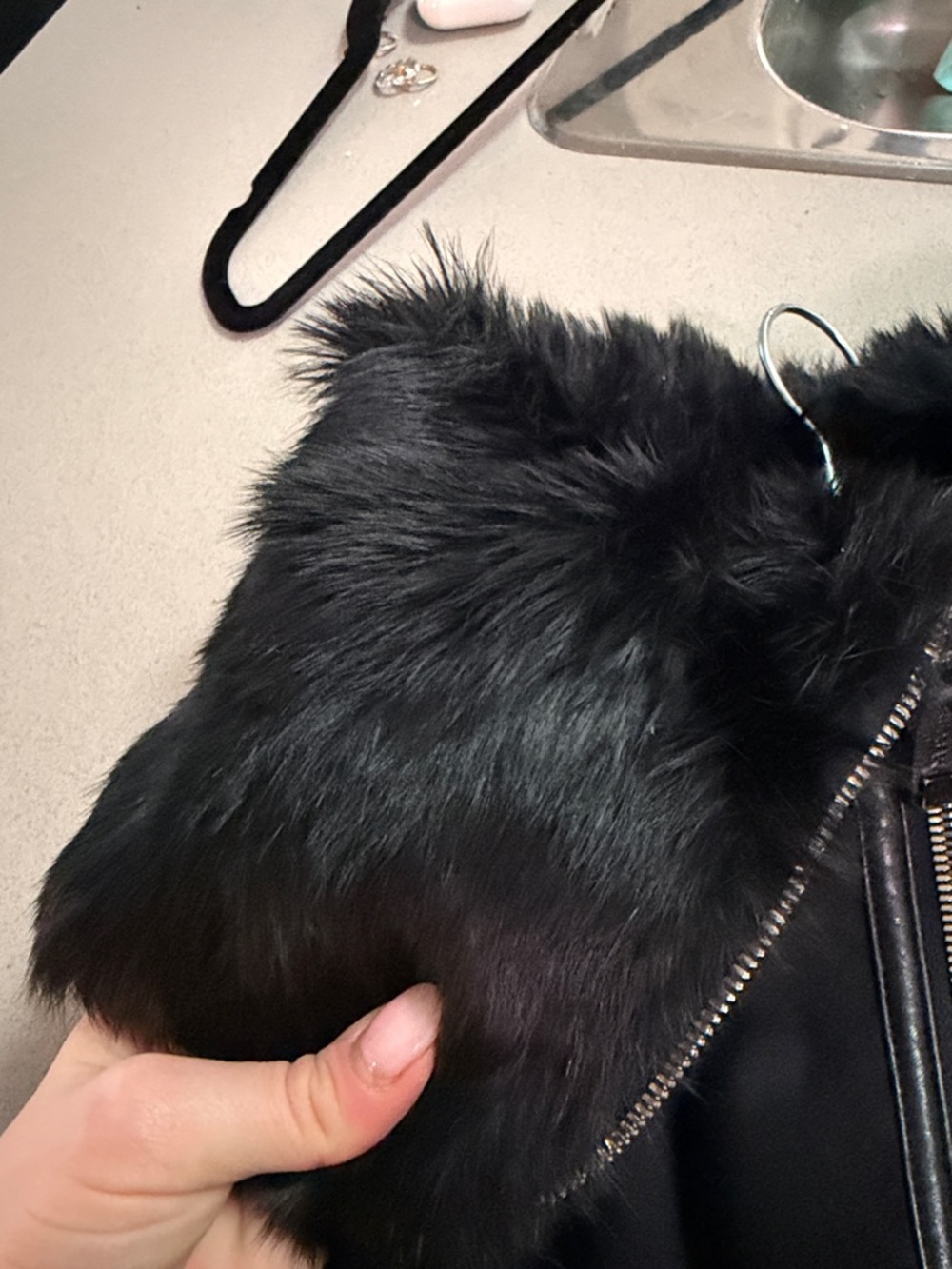 RUDSAK Black Wool Trench Coat with REAL Fur Collar - Picture 6 of 7